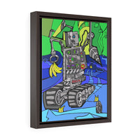 Robot Banana Driller - Framed Canvas Print